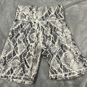 High Waisted Snake Print Biker Shorts